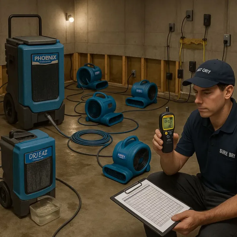 Structural Drying and Dehumidification process in Wallingford Center, CT